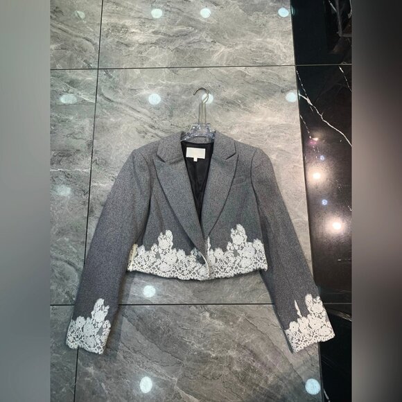 LoveShackFancy   Icarus Cropped Lace-Trimmed Blazer - Picture 4 of 9